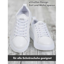 ELANOX 8 mm Wide Elastic Shoelaces, Pack of 4 for 2 Pairs of Shoes, with Metal Capsules, Shoe Laces without Ties, Quick Release, Rubber Shoelaces, for Adults & Children, 2 x black + 2 x white