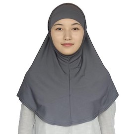 Modest Beauty Women's Muslim Hijab Al-Amira Hijabs 2 Pieces with Tube Underscarf Cap Instant Soft Scarf, Gray, free size