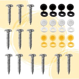 UK Number Plate Fittings - White, Black and Yellow Screw Caps with Stainless Steel Screws