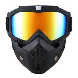 CROSSBODY Motorcycle Helmet With Detachable Face Mask, Dirt Bike Motocross Eyewear Adjustable Riding Offroad Cycling Motorbike Racing Combat Tactical Military Goggles Glasses(Gold)