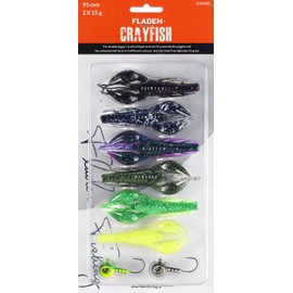 FLADEN Fishing SOFT BAITS - CRAYFISH JIG Assortment Packs of 6-95mm / Size 3/0 hooks5g / 10cm - Quality Imitation Bait Lure (Pack 2) [20-607502]