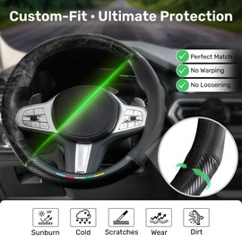 Zanch Car Steering Wheel Cover - Custom Fit for Mazda, Premium Microfiber Leather, Non-Slip, Breathable, Odorless, Durable, All-Season Comfort, Fits 14.5-15 Inch Steering Wheels