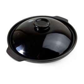 Casserole Clay Dry Pot Heat-resistant Premium Saucepan Ceramic Bowl with Lid Cook Soup Terrine Black (Black 8inch)