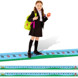 Nuanchu 2 Pcs Kids Number Line Floor Mats 0-30 31-60 Number Mats 22 ft x 12 Inch Educational Mats with Number Line Back to School for Kids Home School Classroom Math Learning(Grassland)