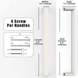 Talentedeco 10 Pack Brushed Satin Nickel Cabinet Pulls 6.3 Inch(160mm) Kitchen Cabinet Handles Cabinet Hardware for Drawer Pulls