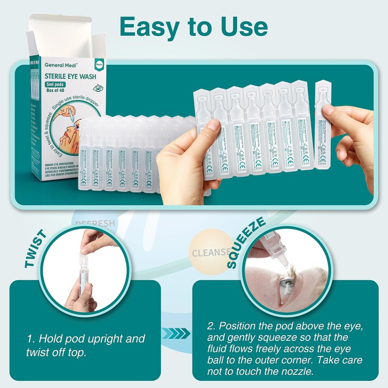 General Medi Eye Wash - Sterile Saline Solution 5ml/0.9% (Pack