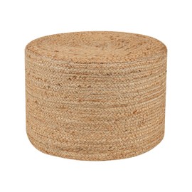 RIANGI Jute Pouf Ottoman - Briaded Poofy Ottoman Pouffe - Boho Pouf Ottoman Foot Rest - Poofs/Ottomans Furniture Decor - Poofy Ottoman for Bedroom - Poufs for Living Room - (18"x18"x12")