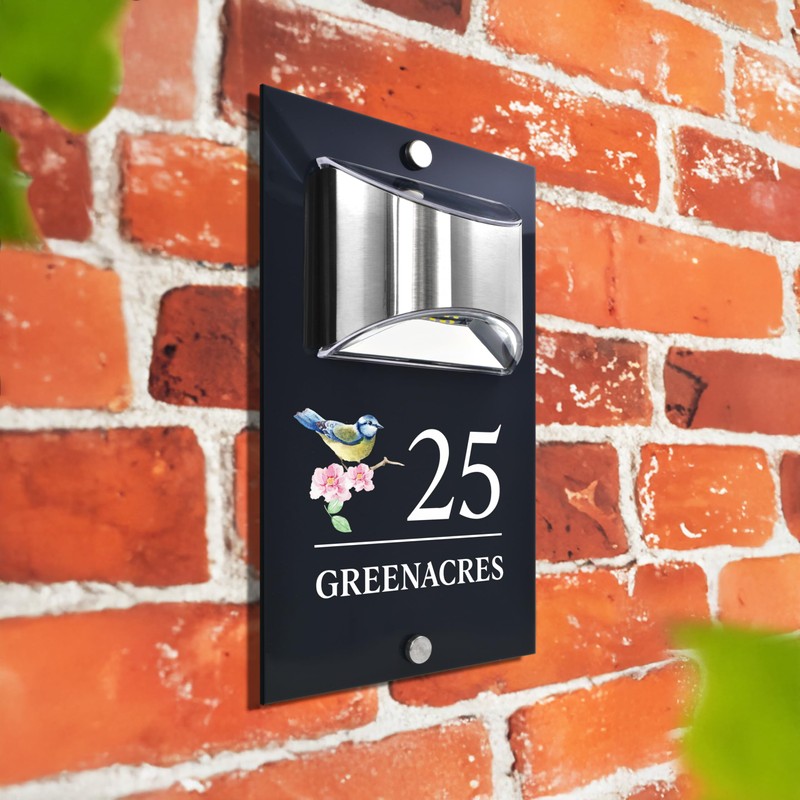 Custom Signs Solar Illuminated Modern Anthracite House Number Sign 24cm