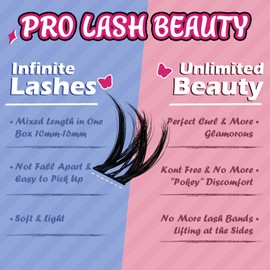 PRO Lash Clusters, 48 Pcs Individual Cluster Lashes DIY Lash Extension 10-16mm Eyelash Clusters Volume Wispy Lashes Super Thin Band Reusable Soft & Comfortable(Intimacy,D-10-16mix)