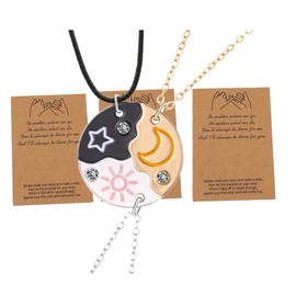 ZAHSY BFF Friendship Necklace for 3 Best Friends Gifts for Women Sun Moon and Stars Necklace Gifts for Bestie Sisters Best Friend Christmas Gift for Three Best Friend Birthday Gifts for Women