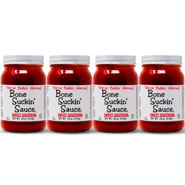 Bone Suckin' Sauce Sweet Southern BBQ Sauce, Gluten-Free, Non-GMO, Kosher, Sweetened with Cane Sugar & Molasses, All-Purpose Barbecue Sauce, For Ribs, Chicken, Pork, Beef (4 Count, Sweet Southern)