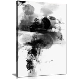 Panther Print Fine Art Prints Black & White Color splash Abstract Painting Artistic Framed Canvas Print, Pictures for Home Walls, Bedroom, Living Room & Bathroom Decor 31x20cm (12x8in)