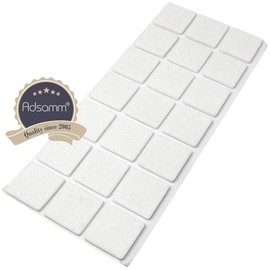 Adsamm® / 21 x Selbstklebende Filzgleiter/Weiß / 30x30 mm/Quadratisch/Möbelgleiter aus Filz mit 3.5 mm Stärke/Möbel- und Bodengleiter