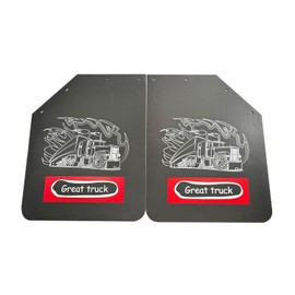 IBESTWOLF 2PCS 24''x30'' Universal Heavy Duty Polymer Mudflaps, Black Angled 1/5'' Thickness Splash Guard Mudflap for Semi Trucks Tractor Trailer (Great Truck Pattern)