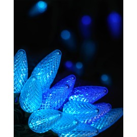 TOPKDA C9 LED Christmas String Lights, 33.33ft 50 LED Outdoor Indoor Decorative Light Strand, Xmas Holiday Lights for House, Christmas Tree, Patio, Party Decoration, Turquoise & Ice Blue, UL Listed
