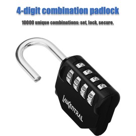4 Digit Combination Padlock - Weatherproof Outdoor Lock for Gym Locker & School Locker, Heavy Duty Resettable Code Lock for Garage, Shed, Fence & Toolbox（Black, 2 Pack）