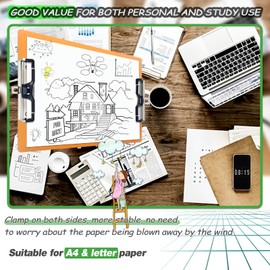 Aluminum Metal Clipboard Sturdy Stainless Hangable with Pen Holder Double Clip Board Size Letter A4 9" x 12.6" for School Office Business Medical Professionals Workshop Factory