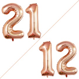 GOER Number 12 Balloons for 12th Birthday Sweet 12 Party Decorations,42 Inch Jumbo Foil Helium 21 Balloons for 21st Birthday Party Decoration (Champagne Gold)