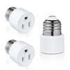 3 Prong Light Socket to Outlet Adapter, E26/E27 Screw in