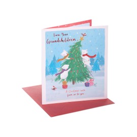 UK Greetings Christmas Card from The Grandchildren - Cute Polar Bears & Tree Design