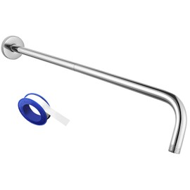 Shower Arm with Flange and Teflon Tape, Voolan 61 cm Extension Shower Head Arm for Bathroom, Fixed Shower Head, Solid Stainless Steel, Wall Mounted (Chrome)