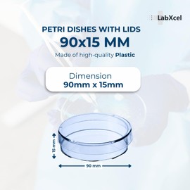 LabXcel Transparent Petri Dishes with Lid - Polystyrene Material, Vents, Petri Dishes for Lab Analysis, School Project Seed Germination Observation, and Science Experiment - (90x15 mm, 100pcs)