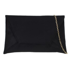 Girly Handbags Womens Plain Suede Clutch Bag - Black