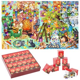 Jigsaw Advent Calendar 2024 Christmas, Animal Puzzle Advent Calendar Gifts for Adults and Kids, 24 Boxes 1008 Pcs Jigsaw Puzzles for Countdown to Christmas Home Decoration