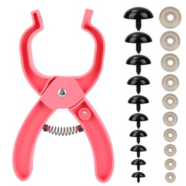 Gosknor Safety Eye Tool for Crocheting, Safety Eye Snapper Pliers Auxiliary Tool with 60pcs 12-30mm Doll Eyes for Amigurumi Crochet & Stuffed Animal Making Supplies DIY Craft (Pink)