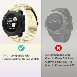 Metal Bracelet for Garmin Instinct 2, Adjustable Metal Stainless Steel Bracelet for Men and Women, Business Style Metal Bracelet for Garmin Instinct/Instinct 2/Instinct Tide/Instinct Tactical