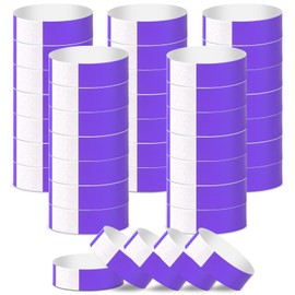 500 Pcs Purple Paper Wristbands for Events Waterproof Neon Wrist Bands Adhesive Concert Identification Wristbands Hand Bands for Events (Purple)