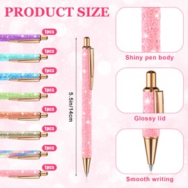 Sherr 16 Pcs Glitter Pens and Notebooks Glitter Pocket Notepad Mini Notebooks for Kids Fancy Pens for Women Colorful Ballpoint Pens Spiral Notepads for Kids School Office Supplies (Macaron Colors)