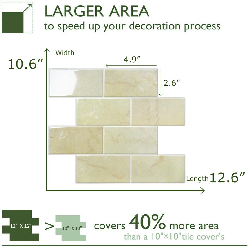 STICKGOO 10-Sheet Subway Tile Peel and Stick Backsplash, Self Adhesive