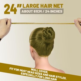 LEOBRO Blonde Hair Nets, 24” Invisible Nylon Hair Nets for Women and Men, Hair Net for Buns, 60 PCS