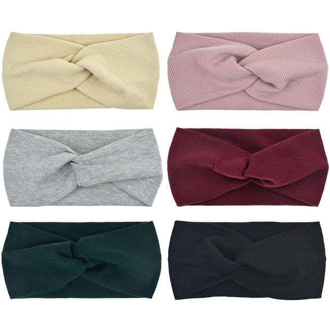 DRESHOW 6 Pack Bow Headband for Women Knotted Hair Band Facial Cloth Headbands
