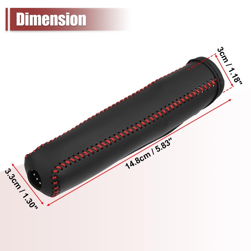 X AUTOHAUX Car Interior Handbrake Cover with Red Thread Replacement