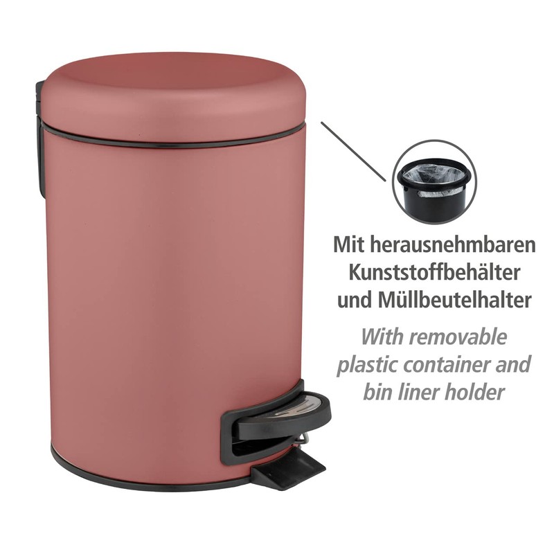 WENKO Leman pedal bin, 3 liters, with removable insert, made
