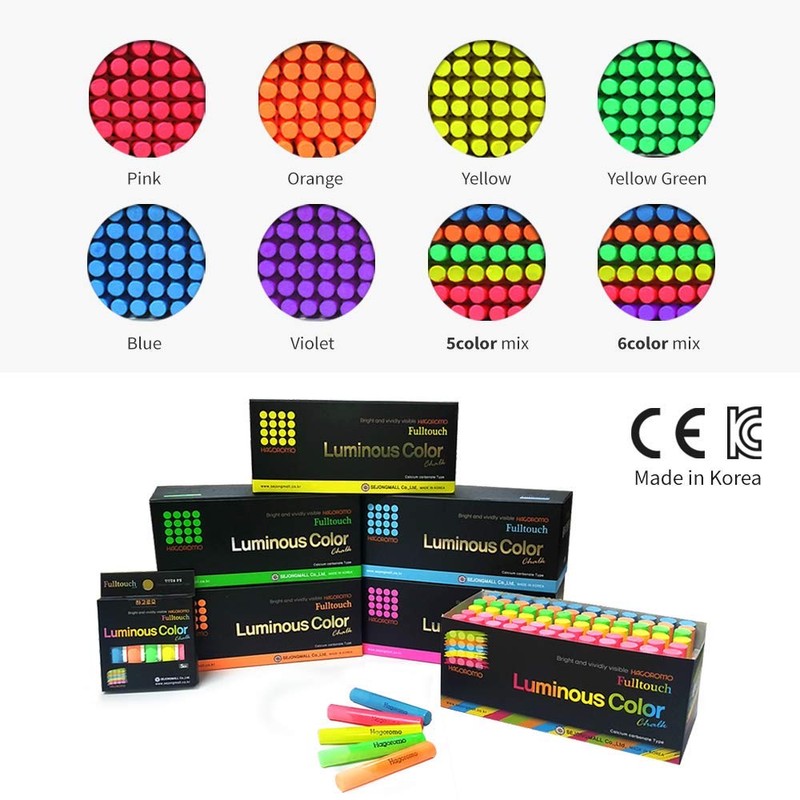 HAGOROMO Fulltouch Luminous Chalk 1 Box, Non-Toxic, Dustless [72 Pcs/Violet]