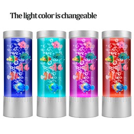 Bubble Fish Lamp with 6 Floating Fake Fish – LED Aquarium Night Light with Bubbles – Cylindrical Transparent Tank, Perfect for Kids’ Rooms, Offices, and Living Spaces