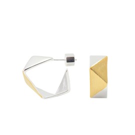 RENAIZ | Geometric | Rhodium Plated | Chunky Stud Earrings for Women Hypoallergenic Earrings Silver Gold Irregular Earrings Trendy Fashion Gold Jewelry Gifts Minimalism, Brass, No Gemstone