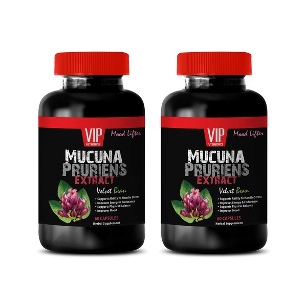 Herbal Booster for Men - MUCUNA PRURIENS Extract 350 MG - Nerve Support Formula Extra Strength - 2 Bottles 120 Capsules