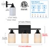 MELUCEE Matte Black Bathroom Light Fixtures with Milky White Glass