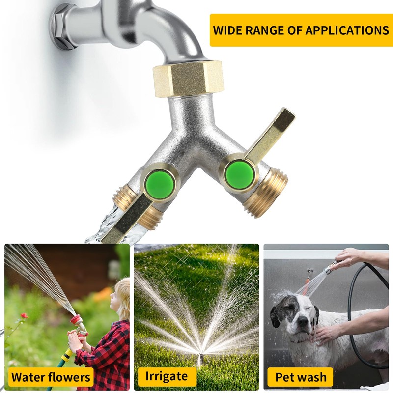 Brass Garden Hose Splitter, Garden Hose Splitter 2 Way Heavy