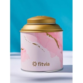 fitvia Rose & Gold Tea Container for up to 100 g Loose Tea, Dishwasher Safe in Stylish Design Pink/Gold