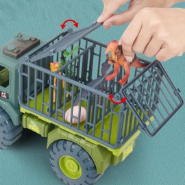 Coolstuffx Dinosaur Truck Playset for Toddler Boys Girls, Monster Truck Vehicle Transporter with Jurassic Dinosaurs, Dino cars and Dinosaur Eggs, Pull Back Friction-Powered Cars (Monster Truck Head)