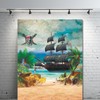 YWENBO Pirate Party Backdrop for Photography Pirate Ship Treasure Beach