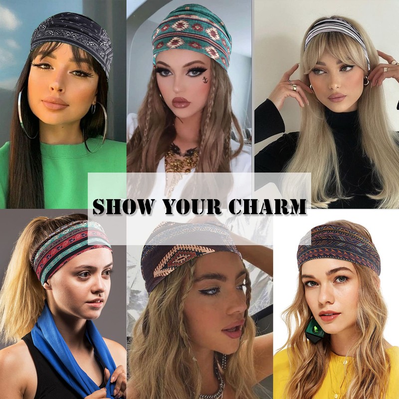 FULZTEY - Diademas bohemias para mujer, con nudo ancho y