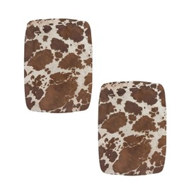 Luarisgur Bar Stool Covers Set of 2 Brown Cow Print Stretch to Fit Rectangle Stool Slipcover Bar Chair Cover with Elastic Band for 14-20 Inch Barstools