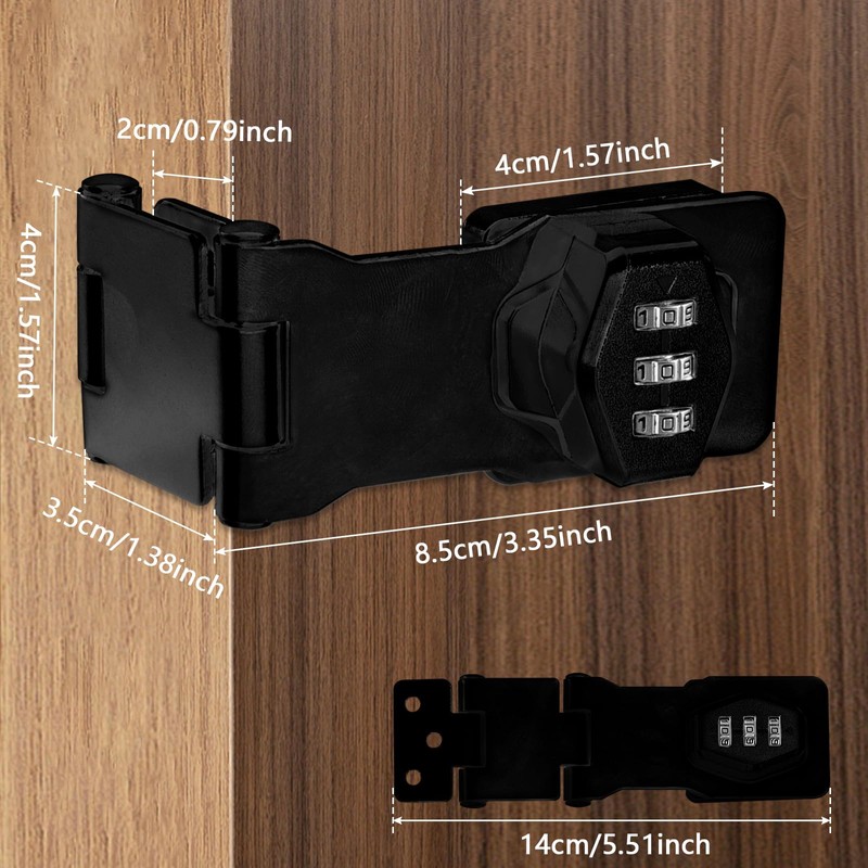 2PCS Password Hasp Locks, 90-180 Degree Cabinet Password Locks Fold