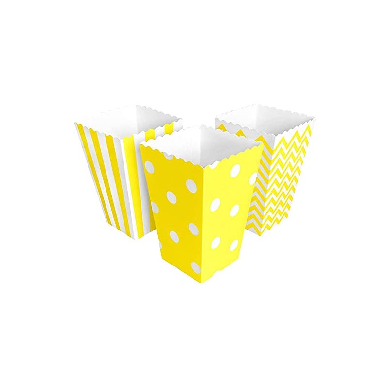 Pack of 18 Popcorn Trays, Popcorn Bags, Striped Popcorn Buckets,
